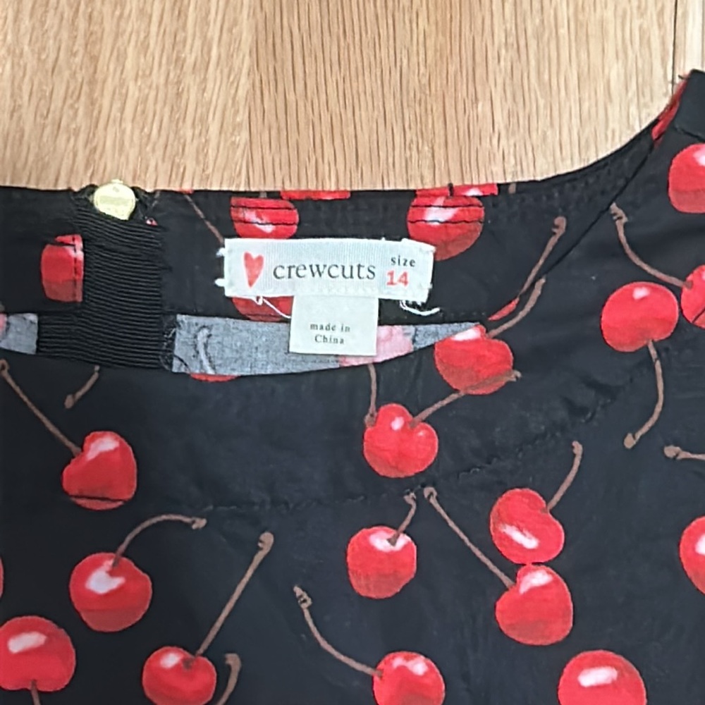 Crewcuts Girls Size 10 and 14  Available Cherry Dress with Bow Tie - Picture 2 of 3